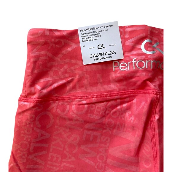 Calvin Klein Performance Women's High Waist 7" Bike Short Size M Coral - Picture 6 of 10